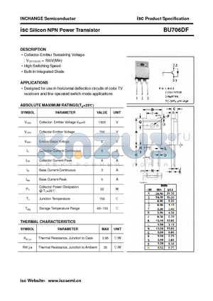 BU706DF datasheet - isc Silicon NPN Power Transistor