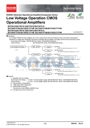 BU7242F datasheet - Low Voltage Operation CMOS Operational Amplifiers