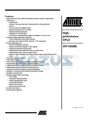 ATF1502BE-5AX44 datasheet - Highperformance CPLD