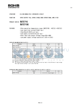 BU7271G datasheet - SILICON MONOLITHIC INTEGRATED CIRCUIT