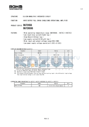 BU7265SG datasheet - SILICON MONOLITHIC INTEGRATED CIRCUIT