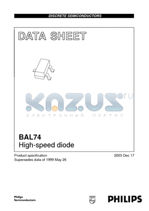 BAL74 datasheet - High-speed diode