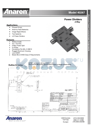 40267 datasheet - Power Dividers