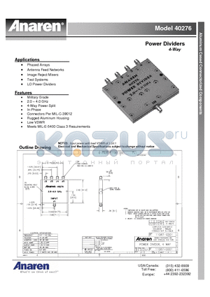 40276 datasheet - Power Dividers