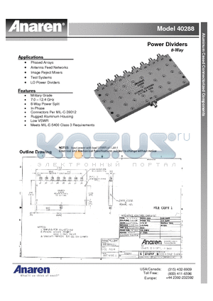 40288 datasheet - Power Dividers