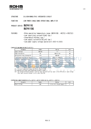 BU7411G datasheet - SILICON MONOLITHIC INTEGRATED CIRCUIT