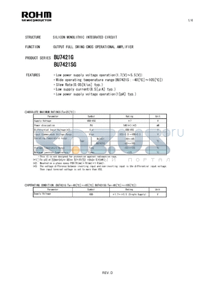 BU7421G datasheet - SILICON MONOLITHIC INTEGRATED CIRCUIT