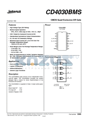 4030B datasheet - CMOS Quad Exclusive-OR Gate