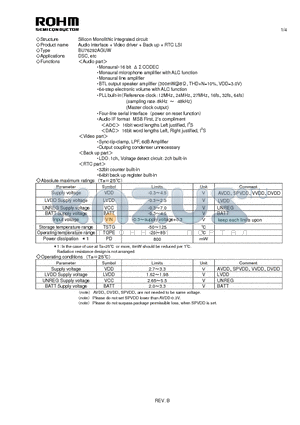 BU76292AGUW datasheet - Silicon Monolithic integrated circuit