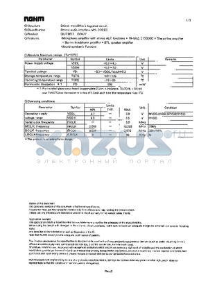 BU7807-00KV datasheet - Stereo audio interface with CODEC