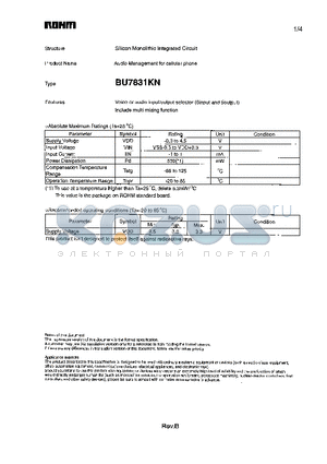 BU7831KN datasheet - Audio Management for cellular phone