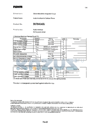 BU7843AGU datasheet - Audio Interface for Cellular Phone