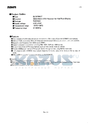 BU7879KVT datasheet - 30bit(5bit) LVDS Receiver for Flat Panel Display