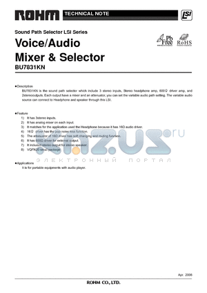 BU7831KN-E2 datasheet - Voice/Audio Mixer & Selector