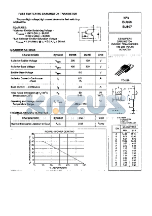 BU806 datasheet - FAST SWITCHING DARLINGTON TRANSISTOR