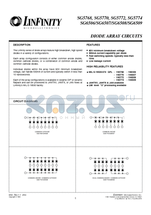 1N5774 datasheet - DIODE ARRAY CIRCUITS