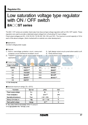 BAOOST datasheet - Low saturation voltage type regulator with ON / OFF switch