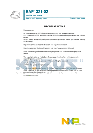 BAP1321-02 datasheet - Silicon PIN diode