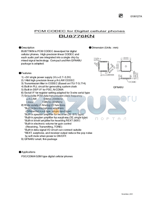 BU8732AKV datasheet - PCM CODEC for Digital cellular phones