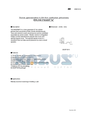 BU8768FV datasheet - Tone generator LSI for cellular phones