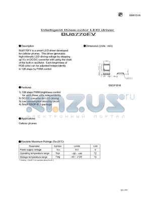 BU8770FV datasheet - Intelligent three-color LED driver