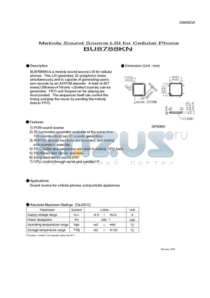 BU8788KN datasheet - Melody Sound Source LSI for Cellular Phone