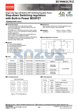BU90002GWZ datasheet - Step-down Switching regulators with Built-in Power MOSFET