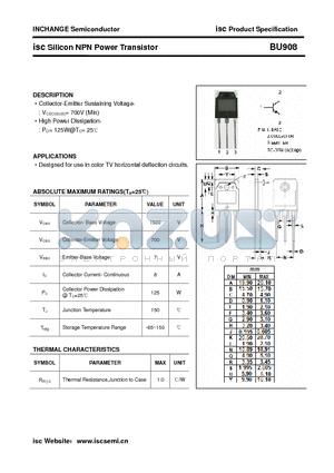 BU908 datasheet - isc Silicon NPN Power Transistor