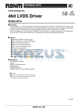 BU90LV047A datasheet - 4bit LVDS Driver