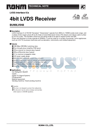 BU90LV048 datasheet - 4bit LVDS Receiver