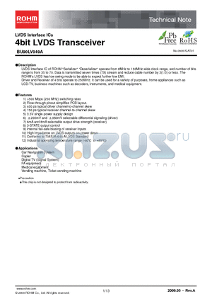 BU90LV049A datasheet - 4bit LVDS Transceiver