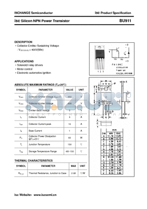 BU911 datasheet - isc Silicon NPN Power Transistor