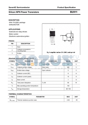 BU911 datasheet - Silicon NPN Power Transistors