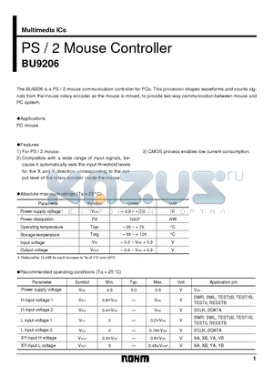 BU9206 datasheet - PS / 2 Mouse Controller