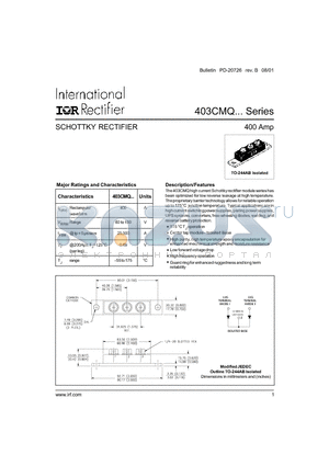 403CMQ100 datasheet - SCHOTTKY RECTIFIER