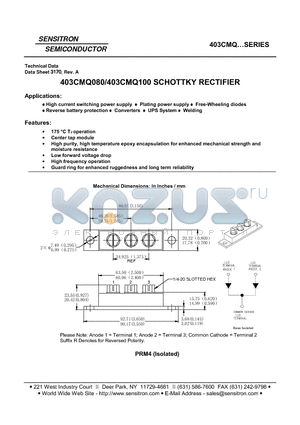 403CMQ datasheet - SCHOTTKY RECTIFIER