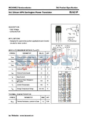 BU921P datasheet - isc Silicon NPN Darlington Power Transistor