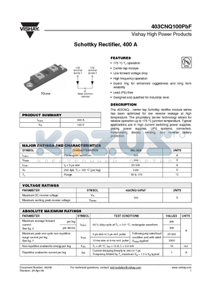 403CNQ100PBF datasheet - Schottky Rectifier, 400 A
