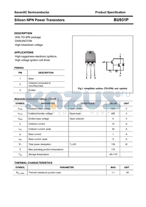 BU931P datasheet - Silicon NPN Power Transistors