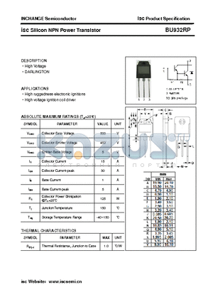 BU932RP datasheet - isc Silicon NPN Power Transistor