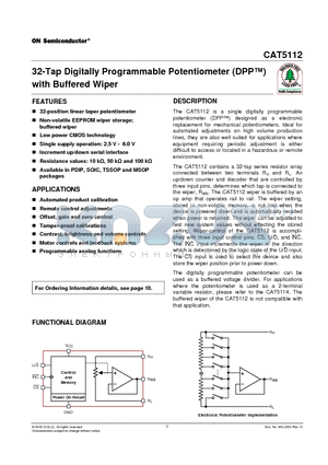 CAT5112VI-50-GT3 datasheet - 32-Tap Digitally Programmable Potentiometer (DPP) with Buffered Wiper