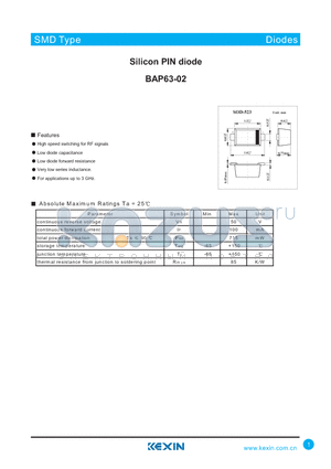 BAP63-02 datasheet - Silicon PIN diode