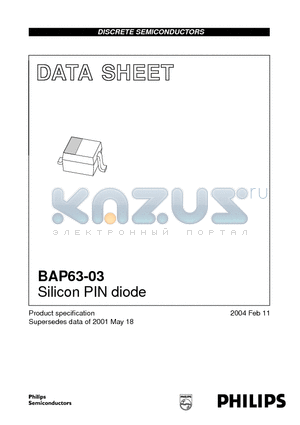 BAP63-03 datasheet - Silicon PIN diode