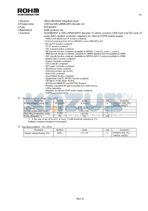 BU94604KV datasheet - Silicon Monolithic integrated circuit