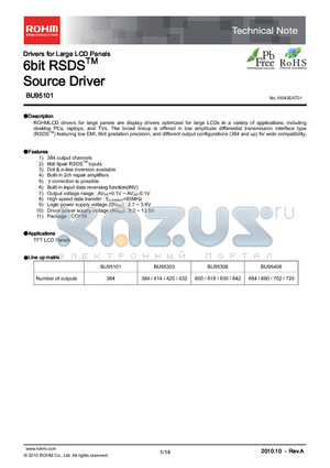 BU95101BR datasheet - Drivers for Large LCD Panels