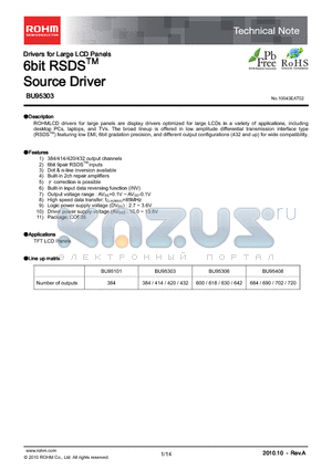 BU95103SR datasheet - 6bit RSDS Source Driver