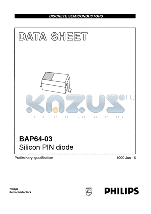 BAP64-03 datasheet - Silicon PIN diode