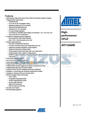 ATF1508RE-7AU100 datasheet - Highperformance CPLD