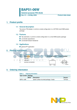 BAP51-06W datasheet - General purpose PIN diode