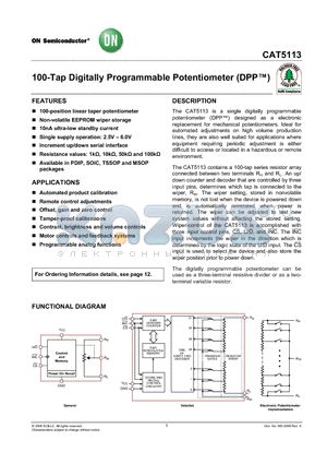 CAT5113LI-00-G datasheet - 100-Tap Digitally Programmable Potentiometer